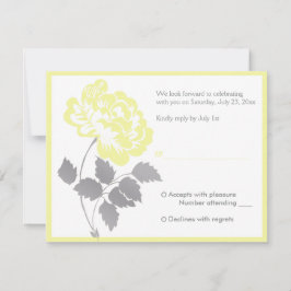 Gul Peony på Vitt Svars Kort