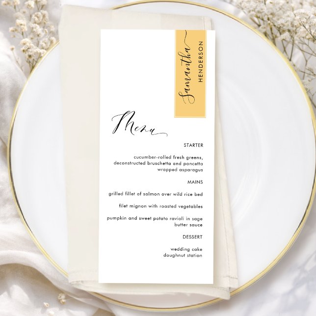 Gul Personlig med gästnamn Elegant meny (Skapare uppladdad)