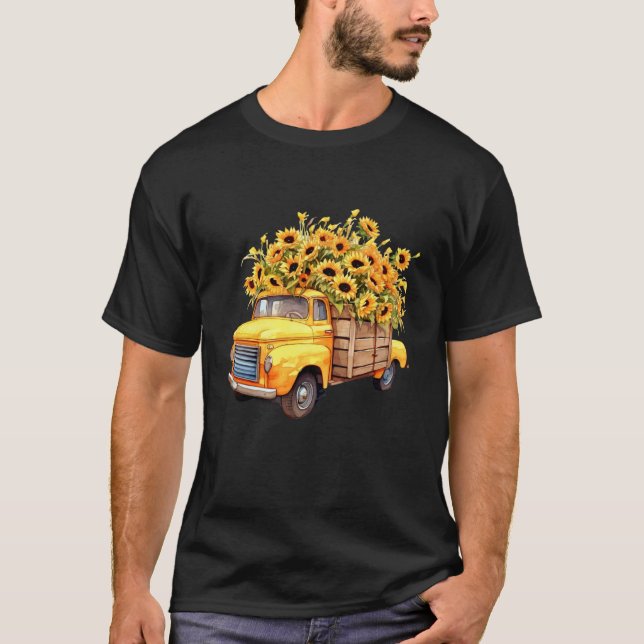 Gul Pickup Lastbil Solros Höst Halloween Tha T Shirt (Framsida)