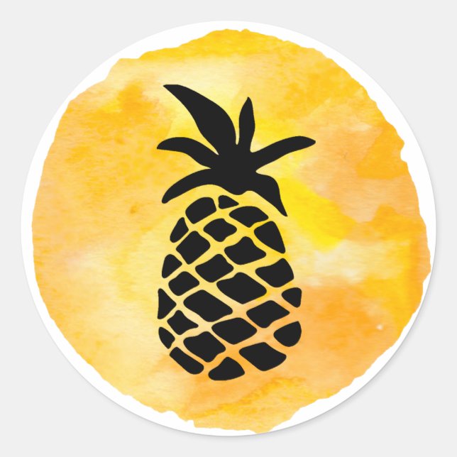 Gul Pineapple Klistermärke (Framsida)