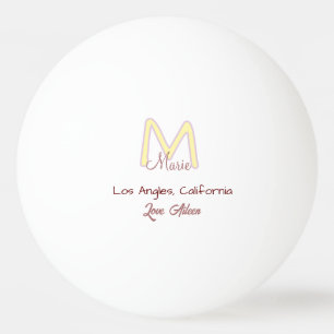 gul pink monogram namn kärlek stad marron trendigt pingisboll