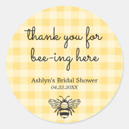 Gul Plaid Bihjälm Bröllopsdusch Klistermärke