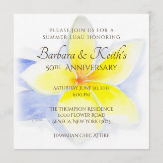 Gul Plumeria 50-årsjubileumskort Inbjudningar