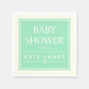 Gul polka dots-, band- och Mintbaby shower Pappersservett