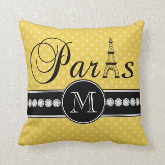 Gul polka dots Monogrammed Paris Kudde