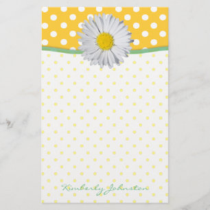 Gul polka dots och daisybrevpapper brevpapper