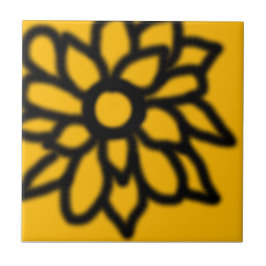Gul Pop Art Blomsterplatt Kakelplatta