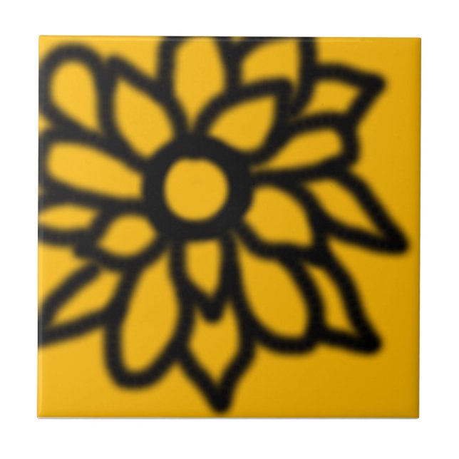 Gul Pop Art Blomsterplatt Kakelplatta (Framsidan)