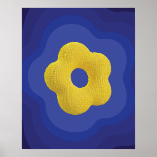 Gul pop-flodeskonstaffisch i blått  poster