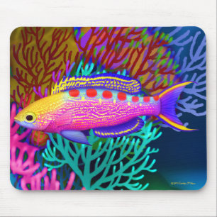 Gul prickig Anthias revfisk Mousepad Musmatta
