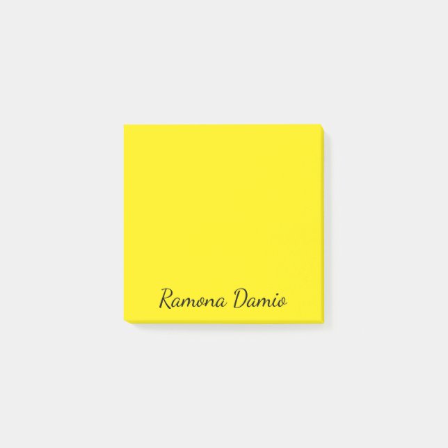 Gul Profesionalell Minimalistisk Svart Skrift Post-it Block (Framsida)