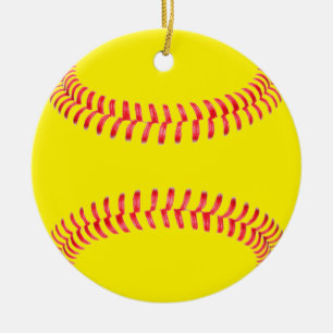 Gul prydnad för jul för Fastpitch softballrunda Julgransprydnad Keramik