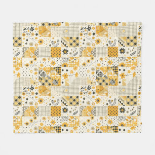 Gul Quilt Patchwork Gingham Cottagecore Blommig Fleecefilt