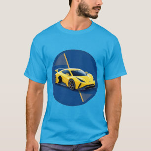 Gul Racer Blå Kontrast Hastighetsdesign T Shirt