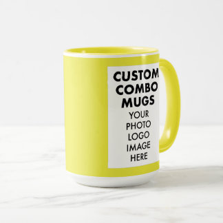 Gul ram 2 x 4:6 Foto Logotyp Stor Anpassad Combo Mugg
