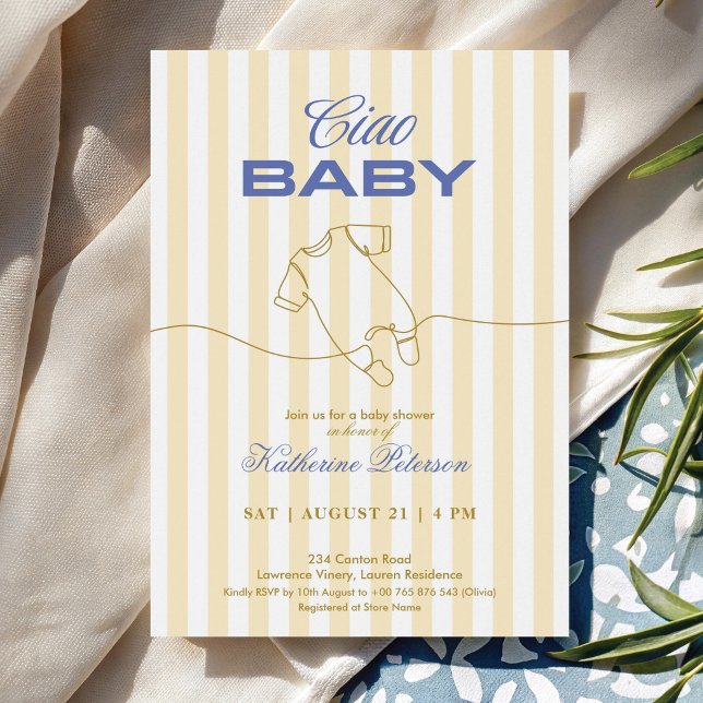 Gul rand elegant baby shower inbjudningar (Skapare uppladdad)