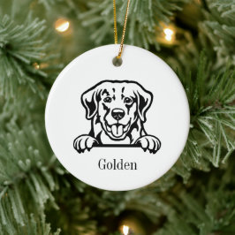 Gul Retriever hund Personlig Husdjur Ornament, Cu Julgransprydnad Keramik