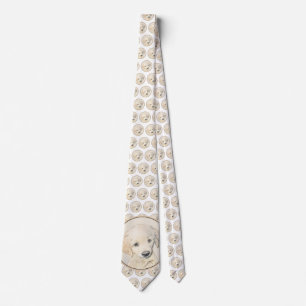 Gul Retriever Valp Målning - Original Hund Konst Slips