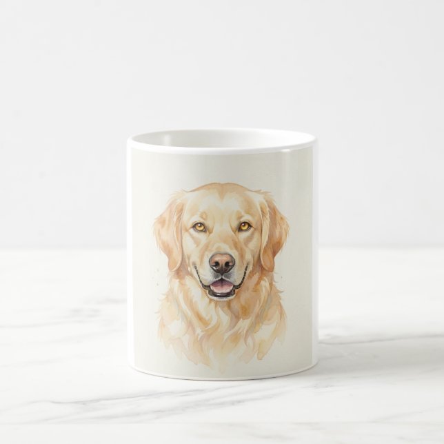Gul Retriever Vattenfärgporträtt Kaffemugg (Center)