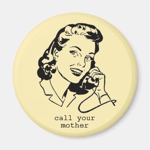 Gul Retro appell din roliga vintagemagnet för mor Magnet