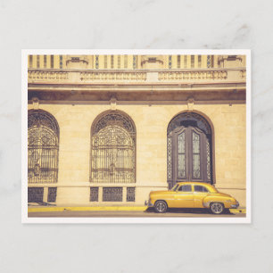 Gul Retro Bil & Arkitektur Havana Kuba Vykort