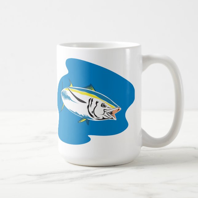 Gul Retro fenatonfiskfisk Kaffemugg (Höger)