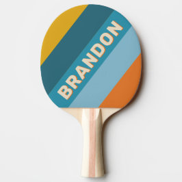 Gul Retro Fet Randig med Namn Pingisracket