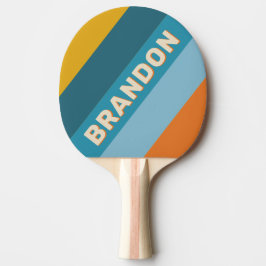 Gul Retro Fet Randig med Namn Pingisracket