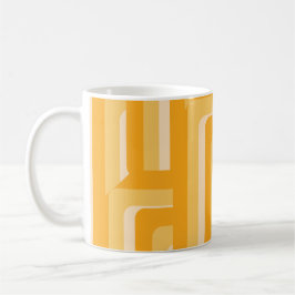 Gul Retro Geometrisk Mönster Kaffemugg