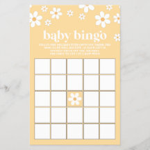 Gul Retro Marguerit Bebis Bjudning Bingo
