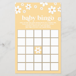 Gul Retro Marguerit Bebis Bjudning Bingo Flygblad