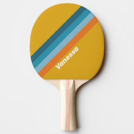 Gul Retro Randig med Namn Pingisracket