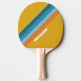 Gul Retro Randig med Namn Pingisracket