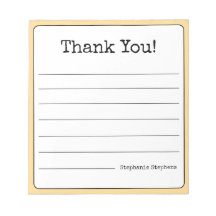 Gul Retro Tack Ditt Namn Linjerat