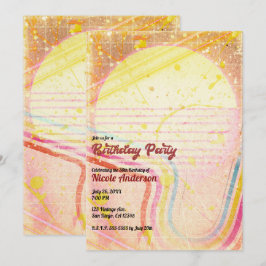 Gul Retro Vintage 80-tals Tema Födelsedagsfest  Inbjudningar