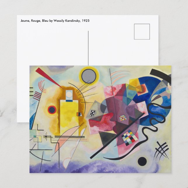 Gul, Röd, Blå av Wassily Kandinsky Vykort (Fram/baksida)