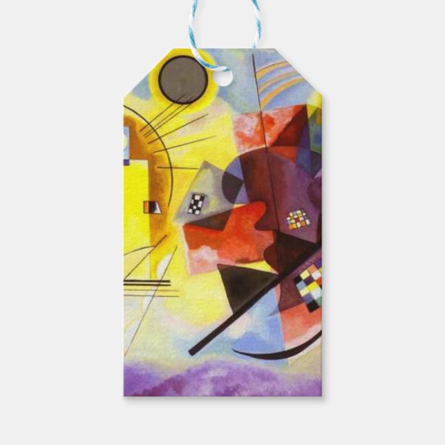 Gul Röd Blå Kandinsky Abstrakt Målning Presentetikett (Framsidan)