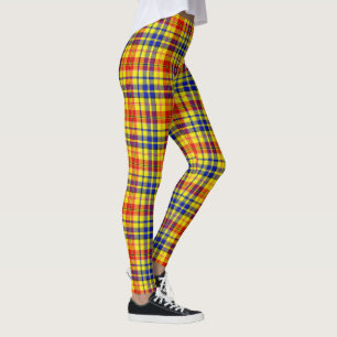 Gul Röd Blå Plaid Tartan Design Leggings