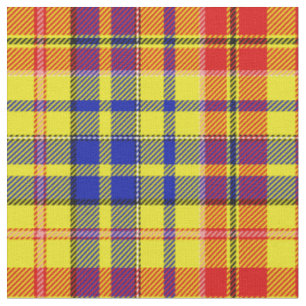Gul Röd Blå Plaid Tartan Design Tyg