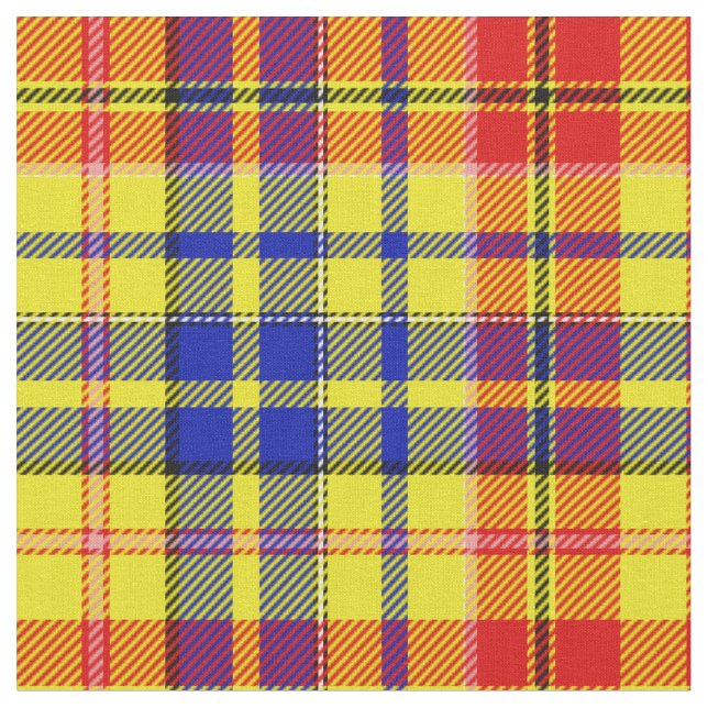 Gul Röd Blå Plaid Tartan Design  Tyg (Närbild)