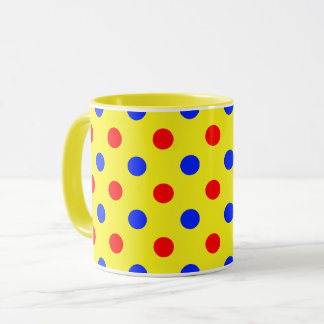 Gul Röd Blå Prickig Design Mugg