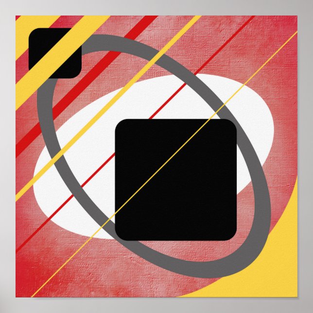 Gul & röd geometrisk canvasdesign AP0011 Poster (Framsidan)