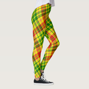 Gul Röd Grön Fet Plaid Tartan Design  Leggings