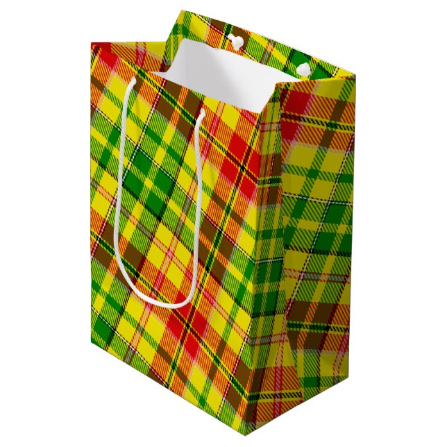 Gul Röd Grön Plaid Tartan Design  (Framsidan Vinklad)