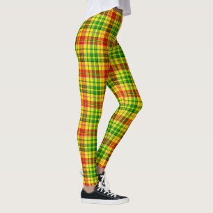 Gul Röd Grön Plaid Tartan Design Leggings