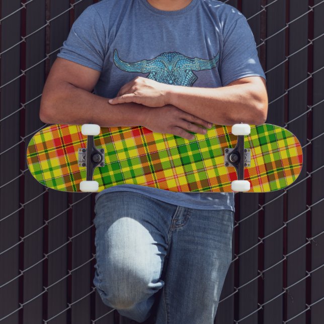 Gul Röd Grön Plaid Tartan Design  Mini Skateboard Bräda 18,5 Cm (Utomhus 3)