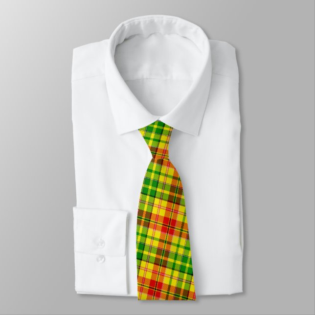 Gul Röd Grön Plaid Tartan Design  Slips (Bunden)