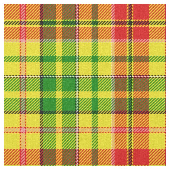 Gul Röd Grön Plaid Tartan Design  Tyg (Närbild)