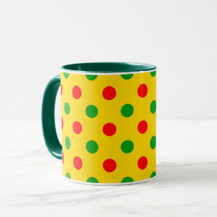 Gul Röd Grön Polka Prickar Design Mugg