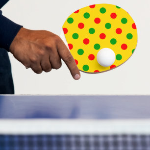 Gul Röd Grön Polka Prickar Design Pingisracket